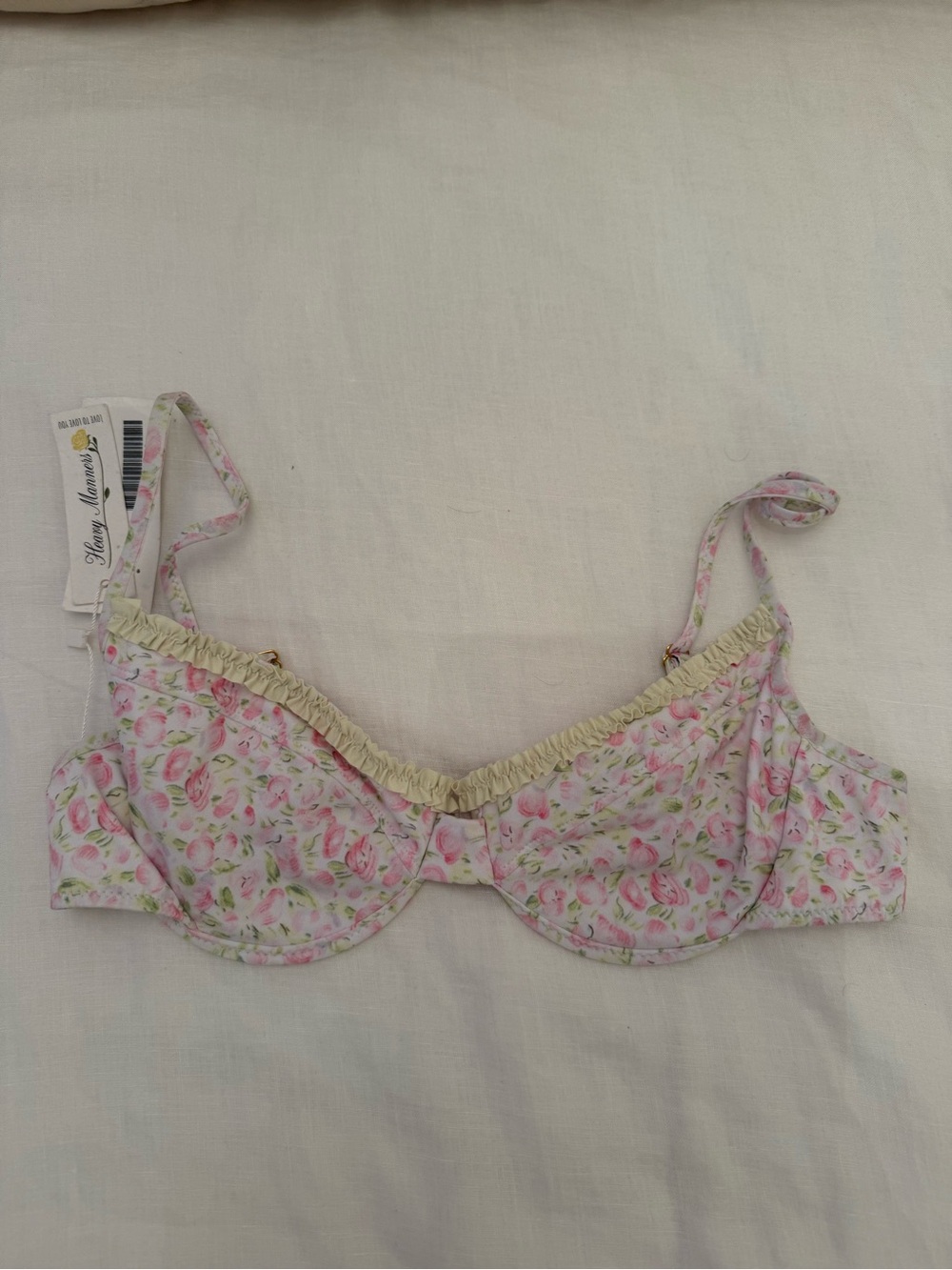 Heavy Manners Ruffled Up Floral Pink Underwire Bikini Top